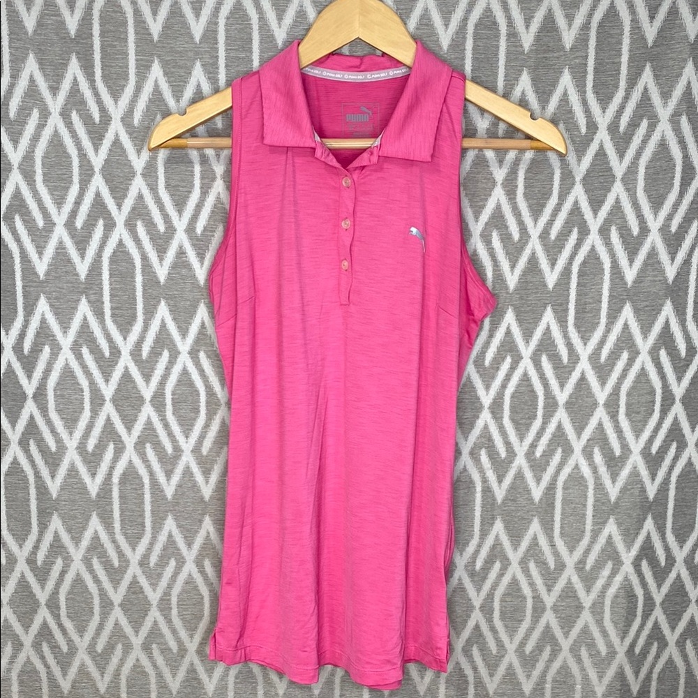 Puma Pink Polo Collar Sleeveless Tank Top Size: Small